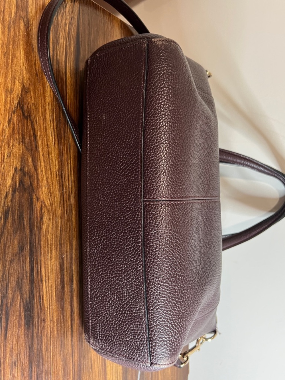 Coach Pebbled Leather Satchel in Deep Plum/Burgundy with Gold Hardware - Picture 15 of 16